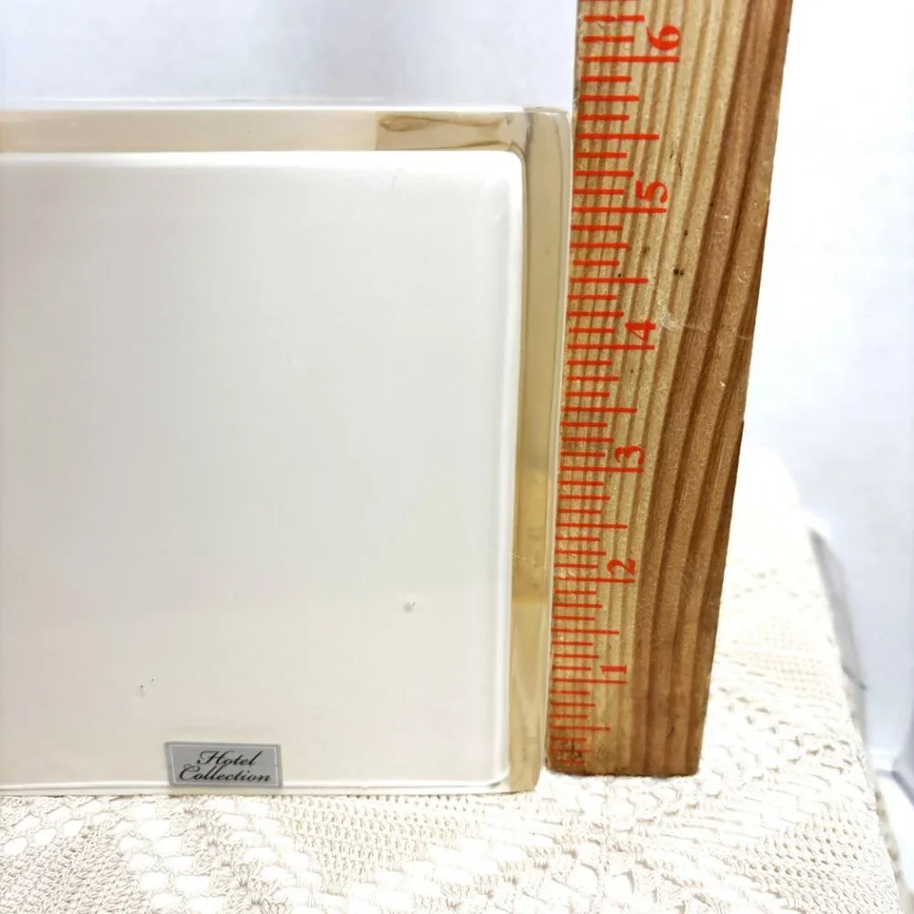 * Hotel Collection Square Cream  Acryllic Lucite Tissue Box 80’s – 90’s Vintage